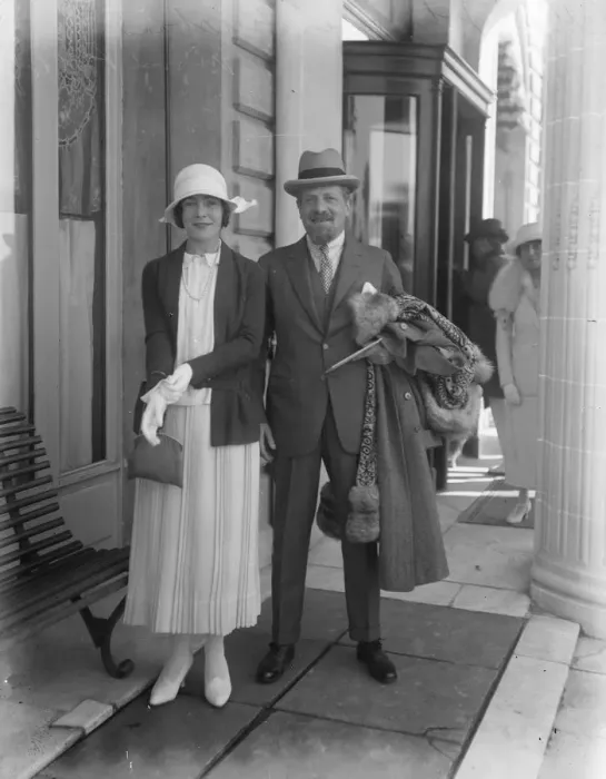 Framed Print : Popular stage star at Cannes Mrs Raymond Pollak with her husband at Cannes. She