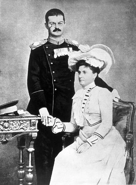 Portrait of King Alexander and Queen Draga, Serbian Royal Family 1903