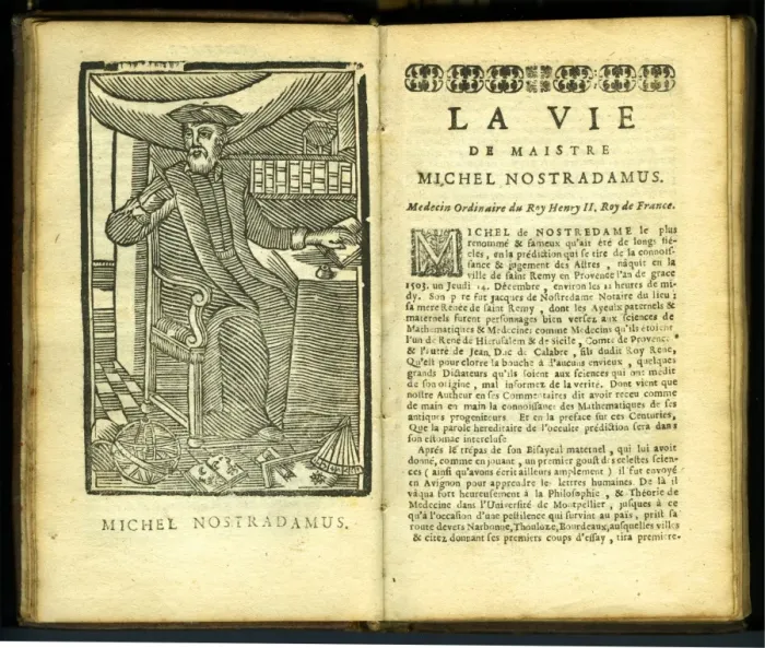 Framed Print : Portrait of Nostradamus [woodcut] as preface illustration to La Vie, in Les Vrayes