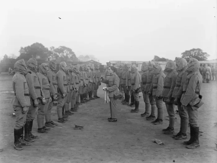 Framed Print : Portuguese troops in training, at Horsham, Sussex. Gas mask drill Framed Print : Portuguese troops in training, at Horsham, Sussex. Gas mask drill