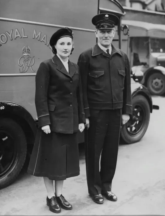 Framed Print : Post Office Experiments With Golf Jackets And Berets For Staff. New uniforms for men Framed Print : Post Office Experiments With Golf Jackets And Berets For Staff. New uniforms for men