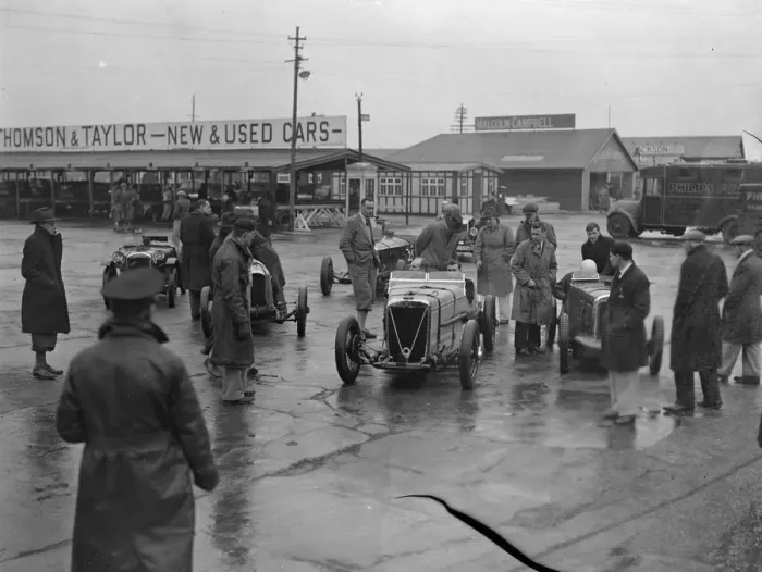 Framed Print : Practicing for opening meeting of the year at Brooklands. Despite a drizzling rain Framed Print : Practicing for opening meeting of the year at Brooklands. Despite a drizzling rain
