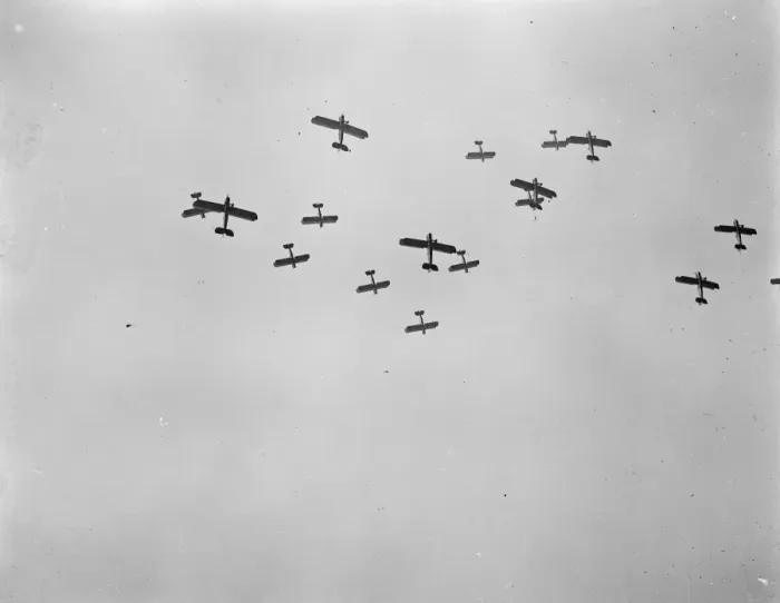 Framed Print : Practising thrills for great air pageant Two flights of British planes changing Framed Print : Practising thrills for great air pageant Two flights of British planes changing