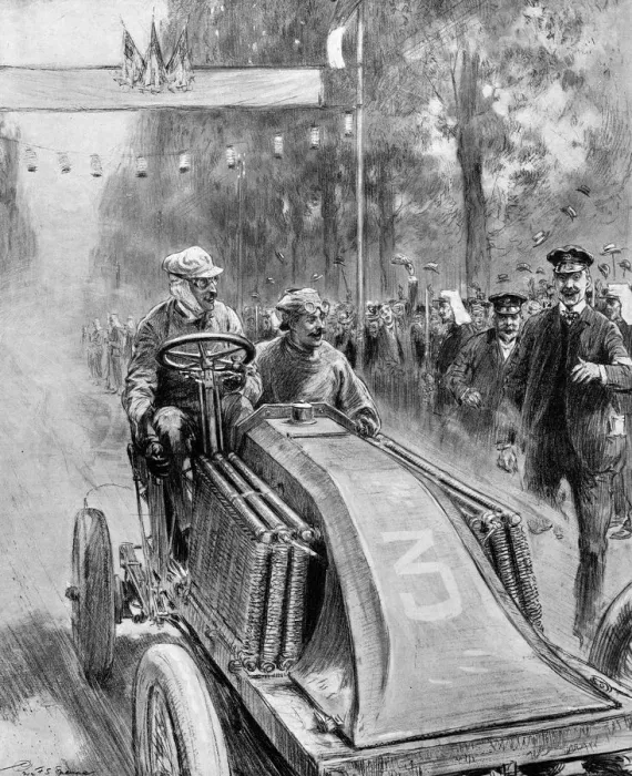 Framed Print : The premature end of the Paris-Madrid automobile race: The Bordeaux of the first car, driven by M Framed Print : The premature end of the Paris-Madrid automobile race: The Bordeaux of the first car, driven by M