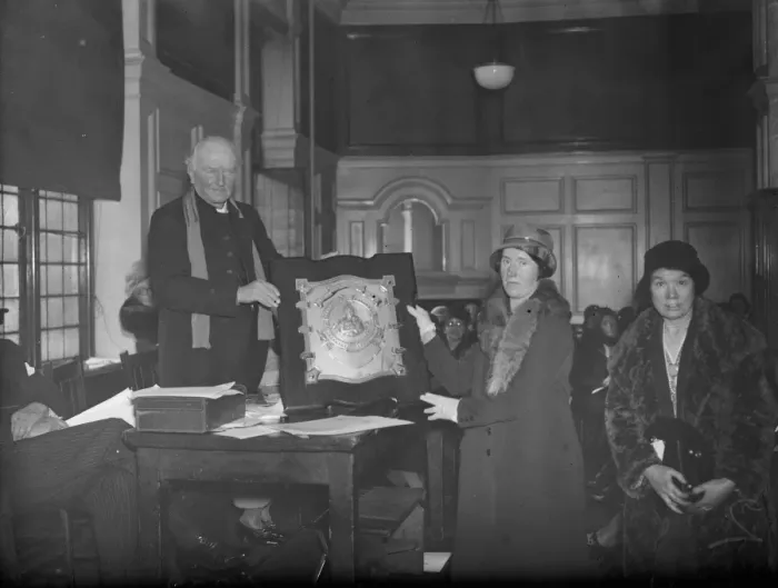 Framed Print : Presentation of Shields for baby week. The Rt Rev Henry Russell Wakefield presenting Framed Print : Presentation of Shields for baby week. The Rt Rev Henry Russell Wakefield presenting