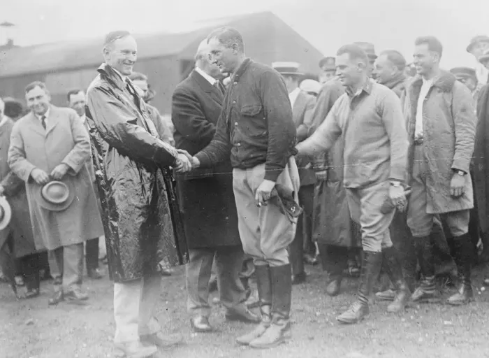 Framed Print : President Coolidge congratulates American World Flyers President Coolidge ( left ) Framed Print : President Coolidge congratulates American World Flyers President Coolidge ( left )