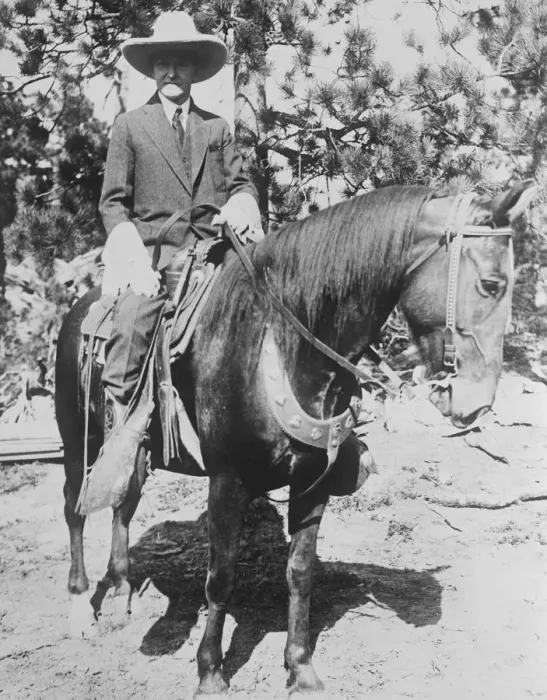 Framed Print : President Coolidge on his favourite mount during his vacation in the Black hills in Dakota Framed Print : President Coolidge on his favourite mount during his vacation in the Black hills in Dakota