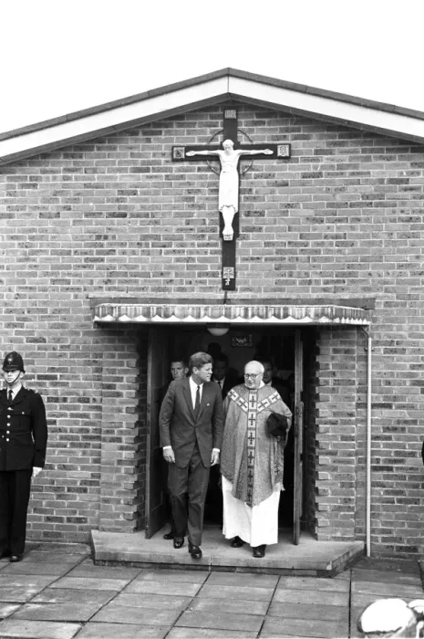 Framed Print : President Kennedy leaving the Roman Catholic Church, Forest Row, Sussex, standing
