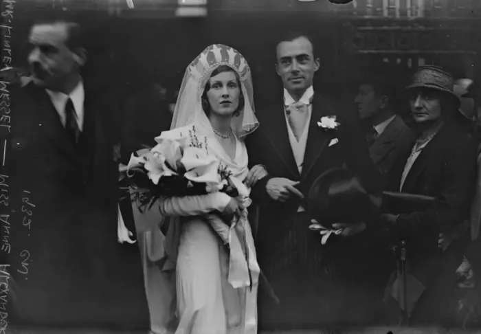 Framed Print : A pretty military wedding. The marriage of Mr Linley Messel and Miss Anne Alexander
