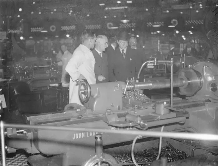 Framed Print : Prince of Wales visits machine tool exhibition at Olympia. 14 November 1934 Framed Print : Prince of Wales visits machine tool exhibition at Olympia. 14 November 1934