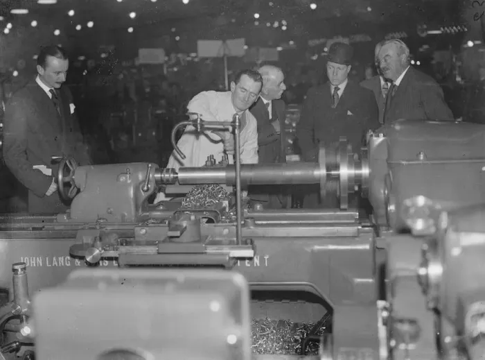Framed Print : Prince of Wales visits machine tool exhibition at Olympia. 14 November 1934 Framed Print : Prince of Wales visits machine tool exhibition at Olympia. 14 November 1934