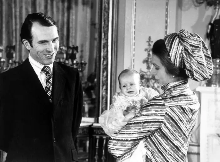 Framed Print : Princess Anne : born 15 August 1950, and Captain Mark Philips with baby Peter born Framed Print : Princess Anne : born 15 August 1950, and Captain Mark Philips with baby Peter born
