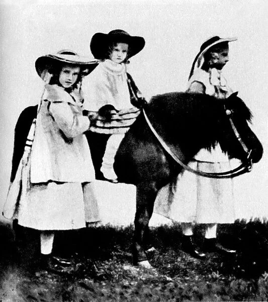 The Princess Dagmar, Thyra (on pony) and Alexandra, at the ages of eight, three, and eleven