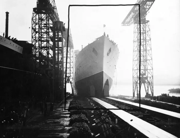 Framed Print : Princess Elizabeth launches The 34, 000 ton Cunard White Star Liner Caronia, larger Framed Print : Princess Elizabeth launches The 34, 000 ton Cunard White Star Liner Caronia, larger