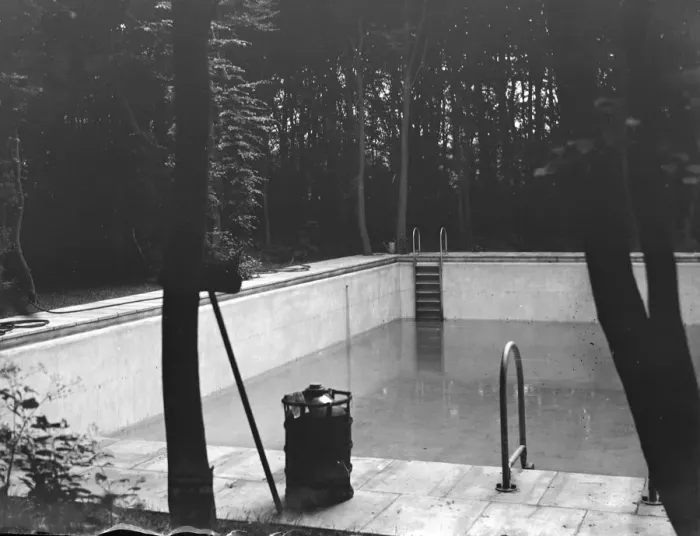 Framed Print : A private swimming pool in Dartford, Kent. 16 June 1937 Framed Print : A private swimming pool in Dartford, Kent. 16 June 1937