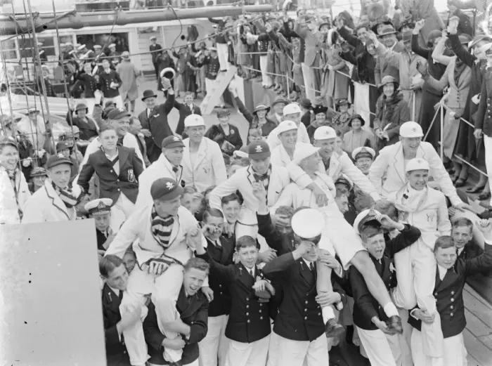 Framed Print : Prize Day on the HMS Worcester, the training ship of the Thames Nautical Training Framed Print : Prize Day on the HMS Worcester, the training ship of the Thames Nautical Training