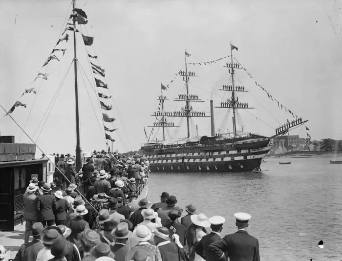 Framed Print : Prize Day on the HMS Worcester, the training ship of the Thames Nautical Training Framed Print : Prize Day on the HMS Worcester, the training ship of the Thames Nautical Training
