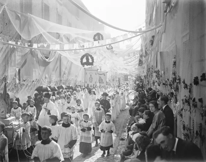 Framed Print : The procession of Our Lady at Boulogne, France. The procession passing through Framed Print : The procession of Our Lady at Boulogne, France. The procession passing through