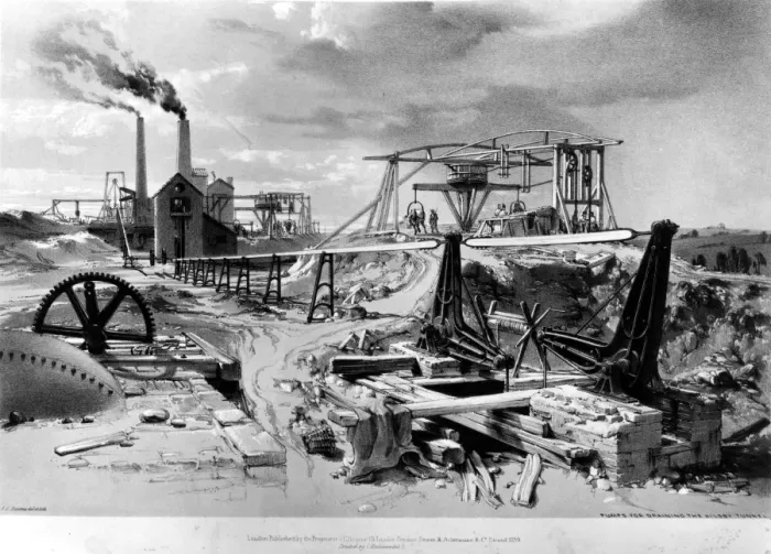 Framed Print : Pumps for draining the Kilsby Tunnel 8 July 1937 The tunnel is located near Framed Print : Pumps for draining the Kilsby Tunnel 8 July 1937 The tunnel is located near