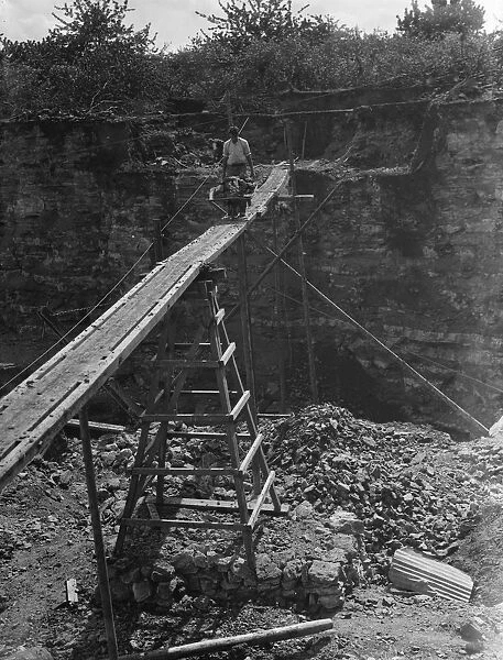 Quarrying Kentish ragstone in Tovil, Kent. 1936