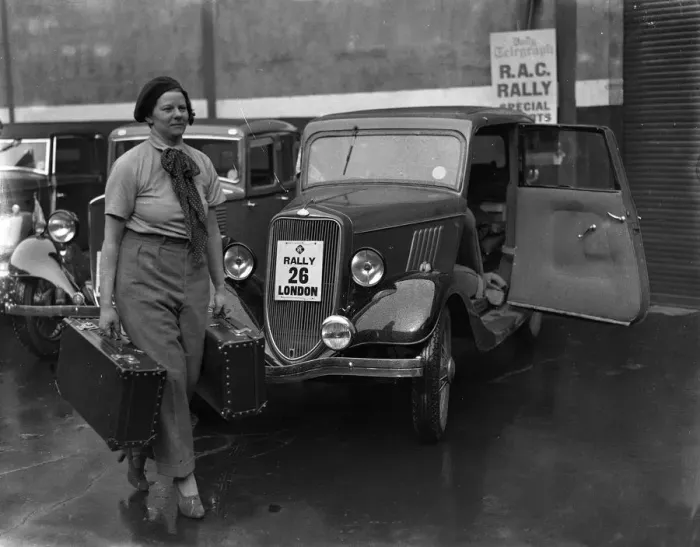 Framed Print : The RAC Bournemouth Rally. Miss Joan Weekes with her luggage. 1934 Framed Print : The RAC Bournemouth Rally. Miss Joan Weekes with her luggage. 1934