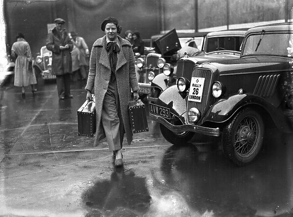 RAC Bournemouth rally - Miss Joan Weekes with her luggage. 1934
