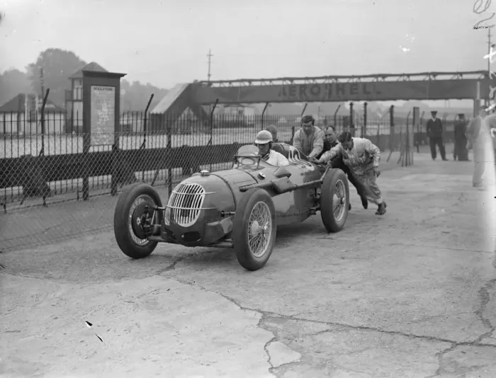 Framed Print : Racers practice for season fastest event at Brooklands. Famous racing drivers, including Framed Print : Racers practice for season fastest event at Brooklands. Famous racing drivers, including