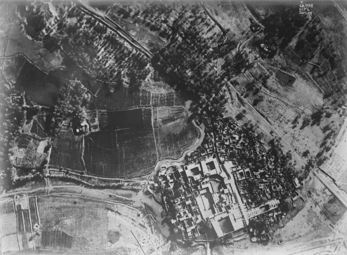 Framed Print : The RAF take over the policing of Iraq. An aerial view of Kifl on the Euphrates Framed Print : The RAF take over the policing of Iraq. An aerial view of Kifl on the Euphrates