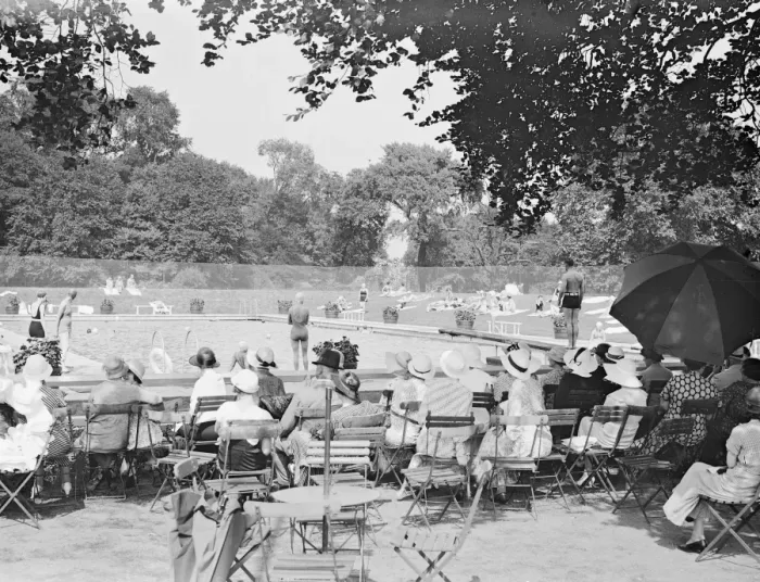 Framed Print : Ranelagh farm polo club. The new bathing pool 27 July 1933 Framed Print : Ranelagh farm polo club. The new bathing pool 27 July 1933