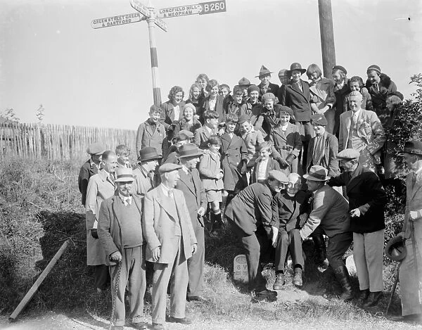 A rector gets the bumps from a crowd in Longfield, Kent. 1938