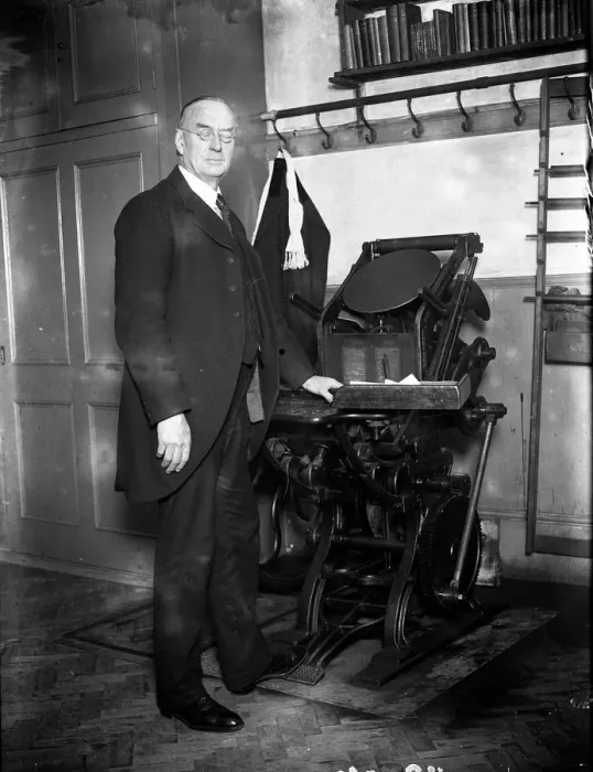 Framed Print : The Rector as Printer. The Reverend Dr Geikie Cobb, Rector of St Ethelburgas Framed Print : The Rector as Printer. The Reverend Dr Geikie Cobb, Rector of St Ethelburgas