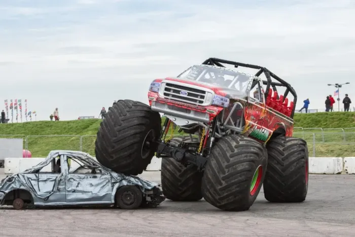 Framed Print : Red Dragon Monster Truck Rides 2014 Santa Pod Raceway Podington, nr Wellingborough