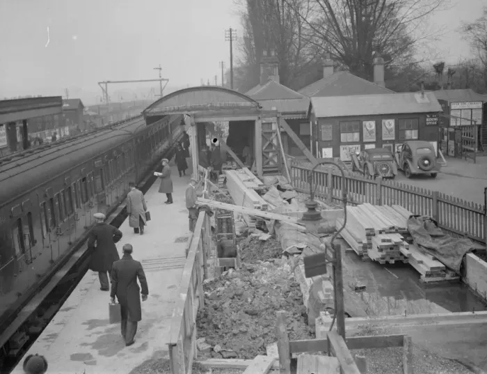 Framed Print : Redevelopment at Sidcup train station, Kent. 1938 Framed Print : Redevelopment at Sidcup train station, Kent. 1938