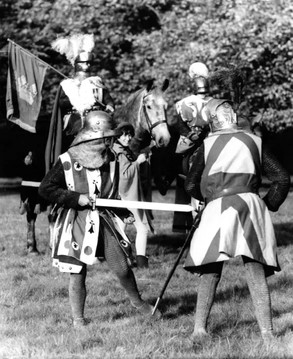 Framed Print : Rehearsal of Medieval Jousting for the 1066 Pageant Two members of the Bexhill Round