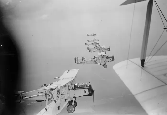 Framed Print : Rehearsing for RAF pageant at Hendon A section of the RAF photographed from one Framed Print : Rehearsing for RAF pageant at Hendon A section of the RAF photographed from one