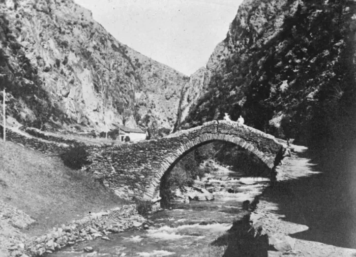 Framed Print : Republic of Andorra. The bridge and canyon of Sant Antoni. It is said that Framed Print : Republic of Andorra. The bridge and canyon of Sant Antoni. It is said that