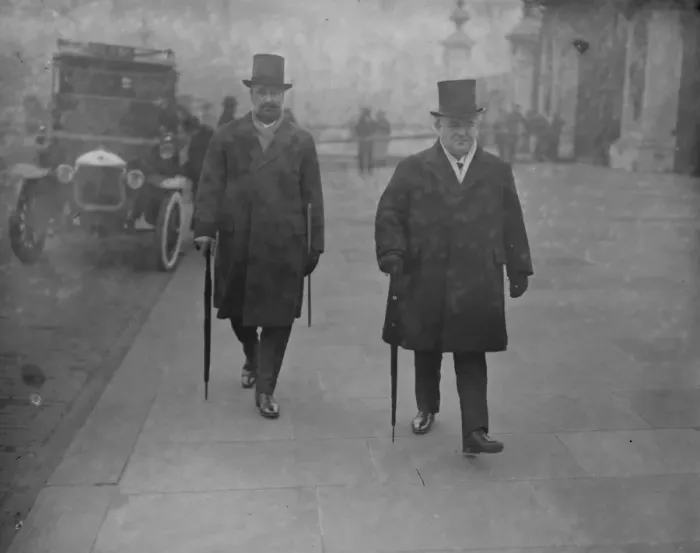 Framed Print : Retiring ministers give up seals of office. Mr J E Davison ( left ) with his wand of office Framed Print : Retiring ministers give up seals of office. Mr J E Davison ( left ) with his wand of office
