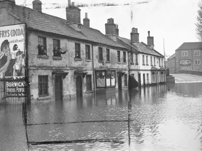 Framed Print : The River biss, swollen by melted snow, has overflowed its banks at Trowbridge, Wilts Framed Print : The River biss, swollen by melted snow, has overflowed its banks at Trowbridge, Wilts