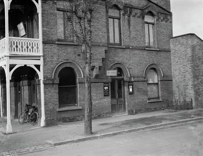 Framed Print : The road entrance to the Crown Hotel in Grove Park. 1936 Framed Print : The road entrance to the Crown Hotel in Grove Park. 1936