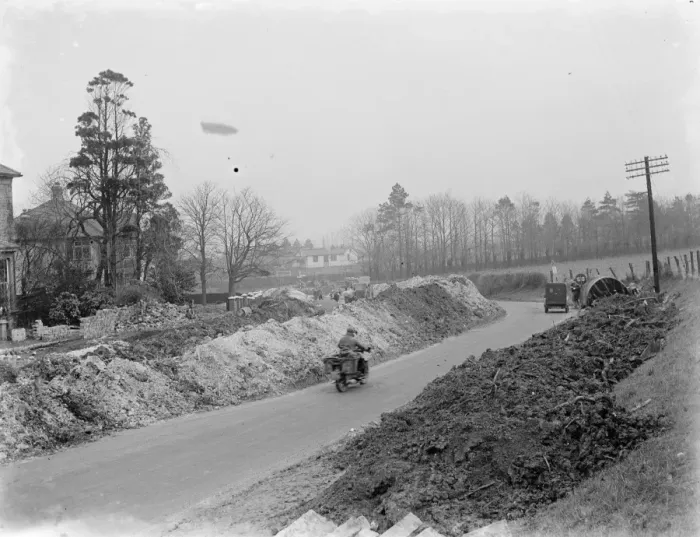 Framed Print : Road widening in Wrotham, Kent. 1937 Framed Print : Road widening in Wrotham, Kent. 1937