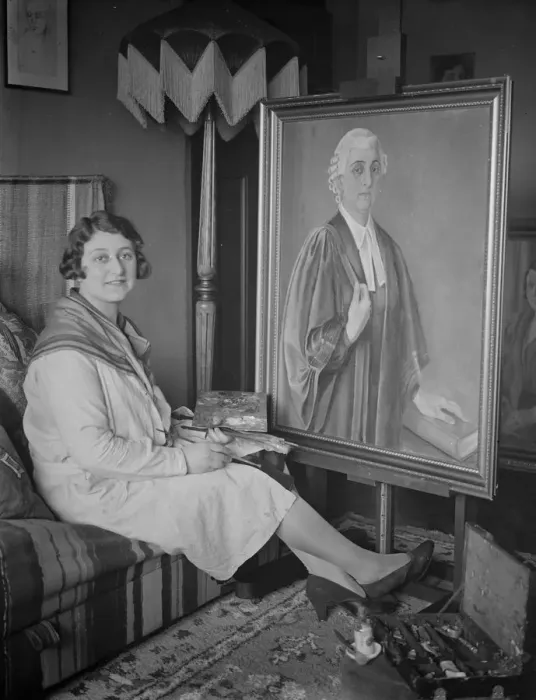 Framed Print : Romance of the Royal academy. Woman barrister has a portrait accepted as sequel to a joke Framed Print : Romance of the Royal academy. Woman barrister has a portrait accepted as sequel to a joke