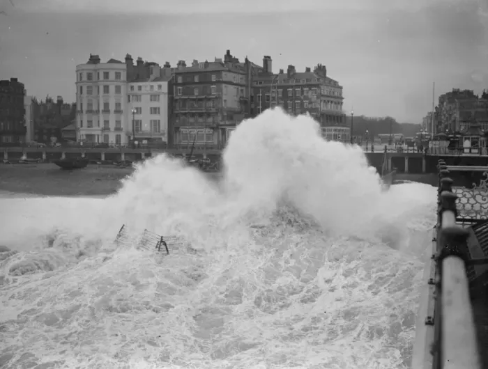 Framed Print : Rough Seas at Brighton, Sussex. 14th December 1936 Framed Print : Rough Seas at Brighton, Sussex. 14th December 1936