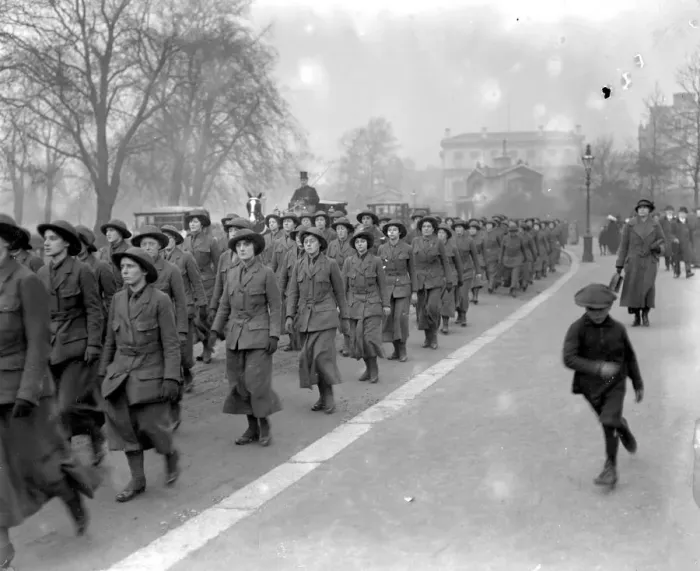 Framed Print : Route March of the Women Volunteer Reserve. 1914 - 1918