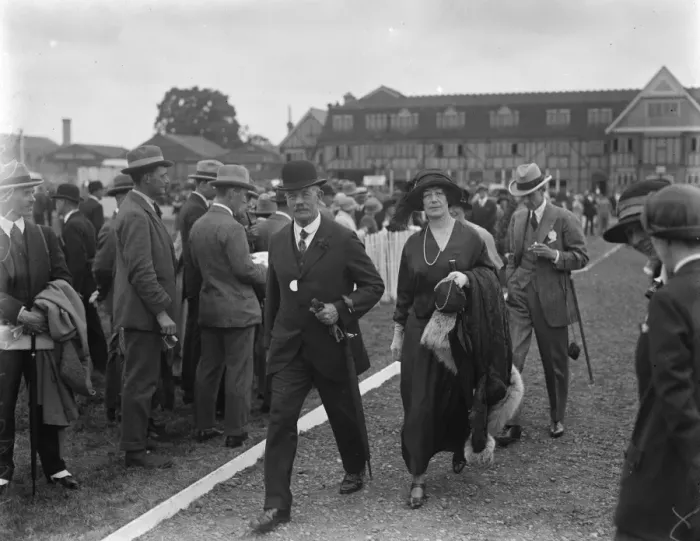 Framed Print : Royal Air Force pageant at Hendon. Lord and Lady Desborough arriving. 28 June 1924 Framed Print : Royal Air Force pageant at Hendon. Lord and Lady Desborough arriving. 28 June 1924