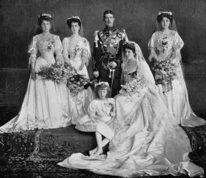 Framed Print : The Royal Bride and Bridegroom and the bridesmaids. after the ceremony at Windsor Framed Print : The Royal Bride and Bridegroom and the bridesmaids. after the ceremony at Windsor