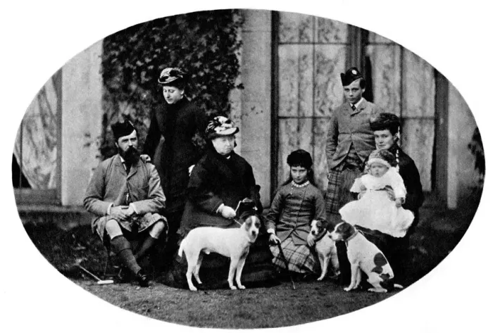 Framed Print : A Royal group at Balmoral, 21 October 1882. Left to right: The Grand Duke Hesse(Prince Louis)