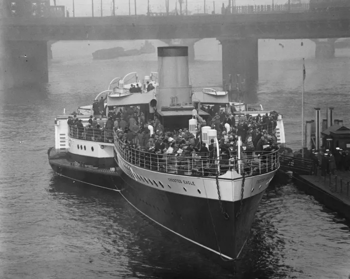 Framed Print : Royal Sovereign held up for coal. Margate trippers saved by oil burning Crested Framed Print : Royal Sovereign held up for coal. Margate trippers saved by oil burning Crested