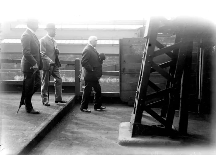 Framed Print : Royal tour in Yorkshire. King about to enter the coal mines. 1912 Framed Print : Royal tour in Yorkshire. King about to enter the coal mines. 1912