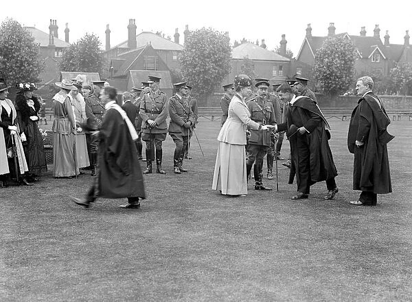 Royal visit to Bedford. At Bedford School. 27 June 1918