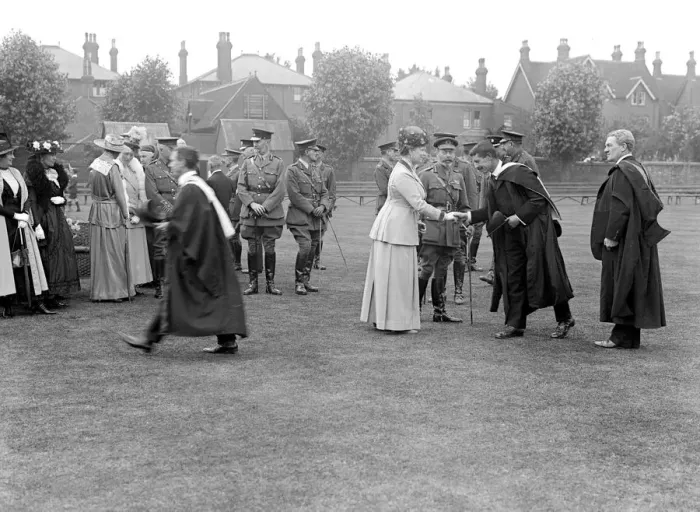 Framed Print : Royal visit to Bedford. At Bedford School. 27 June 1918 Framed Print : Royal visit to Bedford. At Bedford School. 27 June 1918